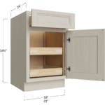 Two Rollout Shelf Base Cabinet - 18W x 34-1/2H x 24D - 1 Door, 1 Drawer, 2 Roll out Shelves