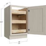 Full Height Door Three Rollout Shelf Base Cabinet - 18W x 34-1/2H x 24D - 1 Door, 3 Rollout Shelves