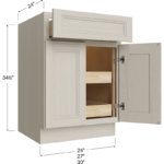 Two Rollout Shelf Base Cabinet - 24W x 34-1/2H x 24D - 2 Doors, 1 Drawer, 2 Roll out Shelves