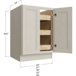 Full Height Door Three Rollout Shelf Base Cabinet - 24W x 34-1/2H x 24D - 2 Doors, 3 Rollout Shelves