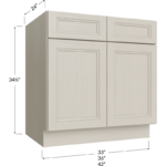 Base Cabinet - 33W x 34-1/2H x 24D - 2 Doors, 2 Drawer, 1 Shelf