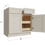 Two Rollout Shelf Base Cabinet - 33W x 34-1/2H x 24D - 2 Doors, 2 Drawers, 2 Rollout Shelves