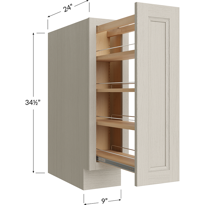Base with Shelf Pullout - 9W x 34-1/2H x 24D - 1 Door, 1 Pull Out