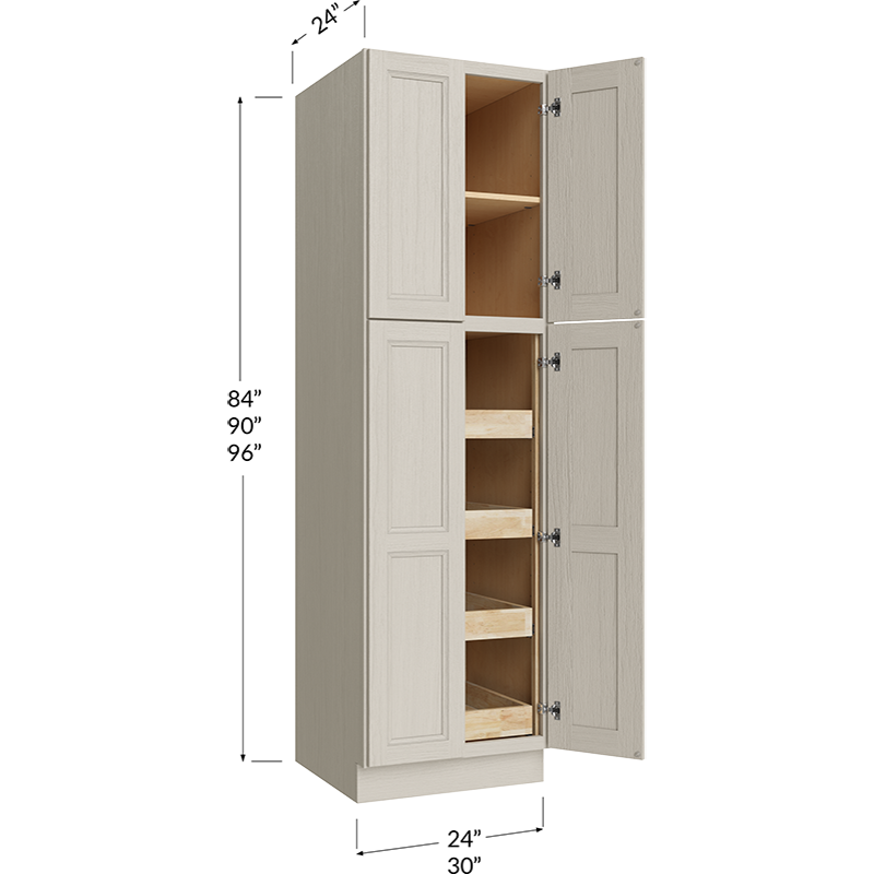 Four Rollout Shelf Utility Cabinet - 24W x 84H x 24D - 4 Doors, 1 Shelf, 4 Rollout Shelves
