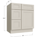 Vanity Combo Base Cabinet with Drawers Left - 30W x 34-1/2H x 21D - 1 Door, 3 Drawers, 1 False Drawer