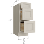 Three Drawer Vanity Base Cabinet - 12W x 34-1/2H x 21D - 3 drawers