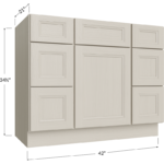 Vanity Double Drawer Combo Base Cabinet - 42W x 34-1/2H x 21D - 1 Door, 6 Drawers, 1 False Drawer