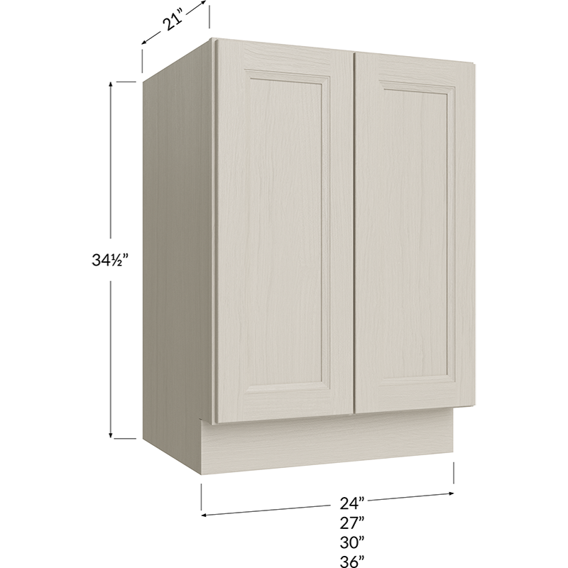 Vanity Full Height Door Sink Base Cabinet - 24W x 34-1/2H x 21D - 2 Full Height Doors