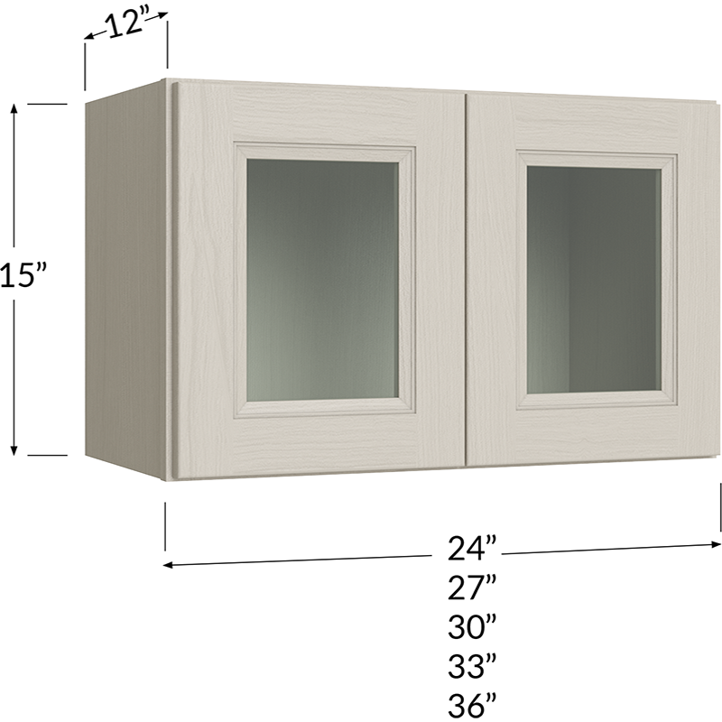 Stacker Wall Glass Door Cabinet with Finished Interior - 24W x 15H x 12D - 2 Doors
