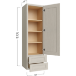 Wall Drawer Cabinet - 18W x 48H x 15D - 1 Door, 2 Drawer, 2 Shelves
