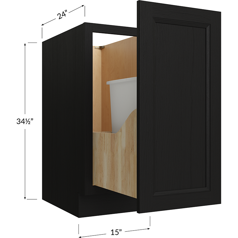 Full Height Door Base with Single Trashcan Pullout - 15W x 34-1/2H x 24D - 1 Door, 1 Trashcan Pullout