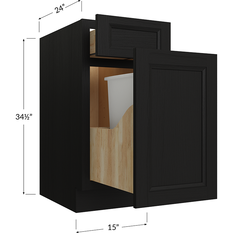 Base with Single Trashcan Pullout - 15W x 34-1/2H x 24D - 1 Door, 1 Trashcan Pullout