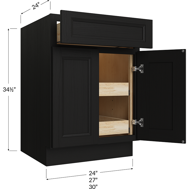 Two Rollout Shelf Base Cabinet - 30W x 34-1/2H x 24D - 2 Doors, 1 Drawer, 2 Roll out Shelves