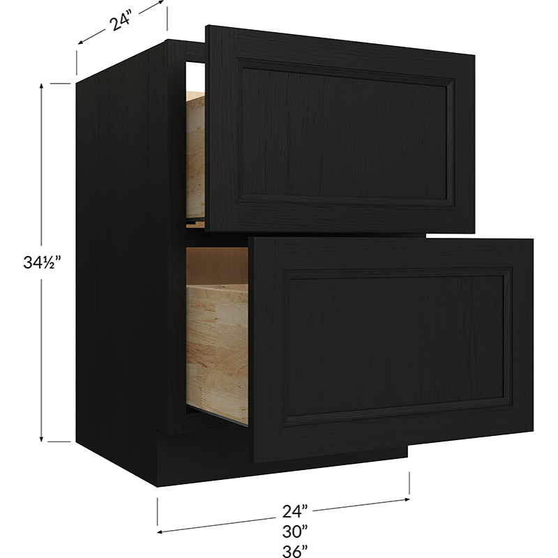 Two Drawer Base Cabinet - 36W x 34-1/2H x 24D - 2 drawers