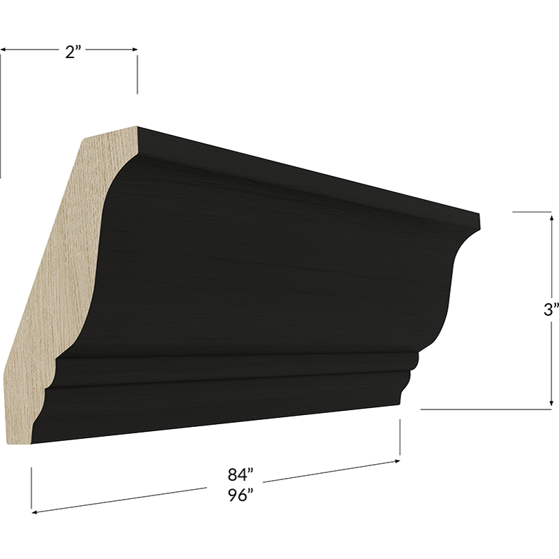 Decorative Crown Moulding - 96W x 3H x 2D