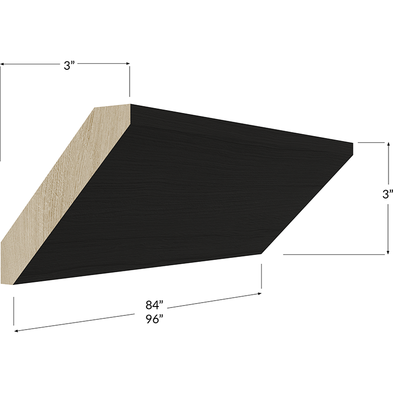 Large Angle Crown Moulding - 96W x 3H x 3D