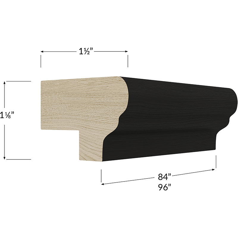 Traditional Light Rail Moulding - 96W x 1-1/8H x 1-1/2D