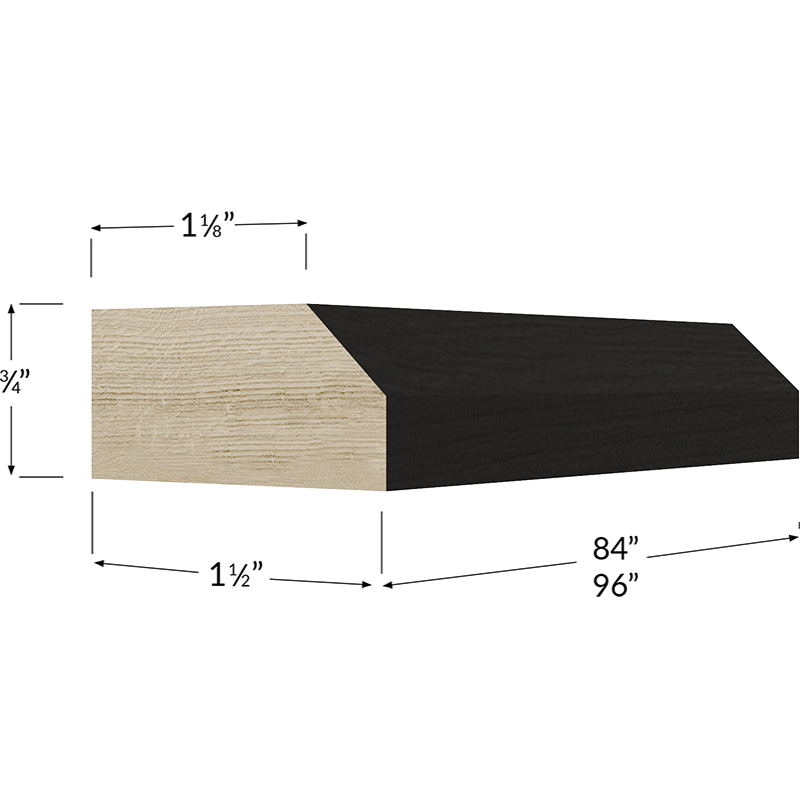 Shaker Light Rail Moulding - 96W x 1-1/2H x 3/4D
