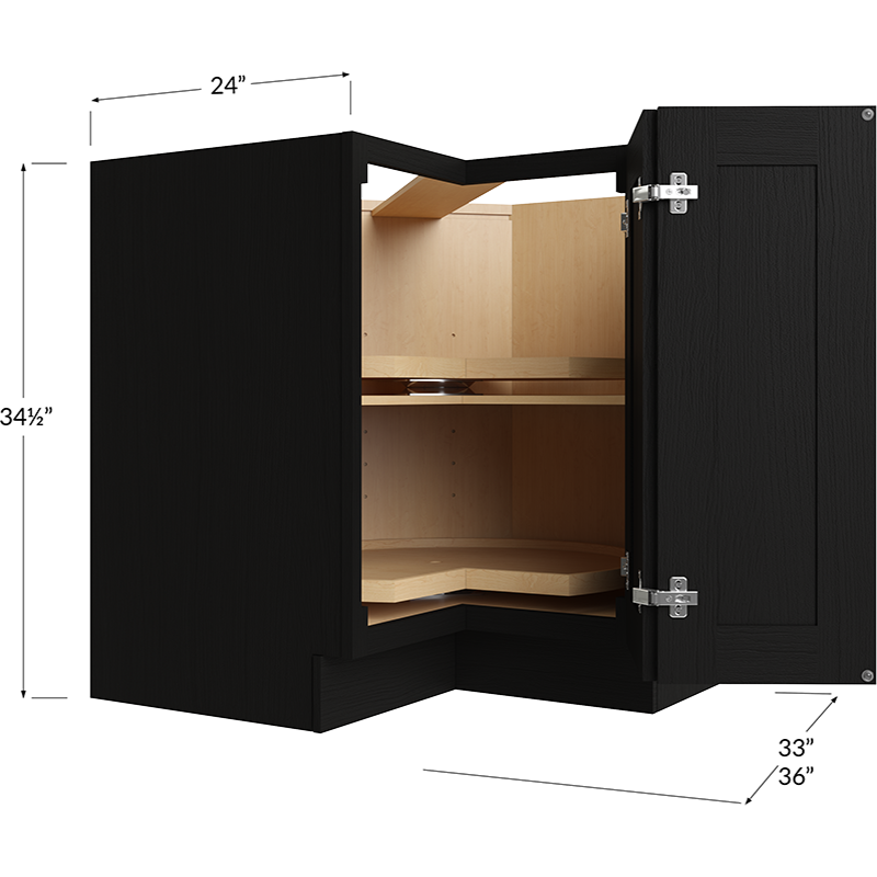 Base Easy Reach Cabinet with Two Lazy Susan Trays - 33W x 34-1/2H x 24D - 1 Door, 1 Shelf