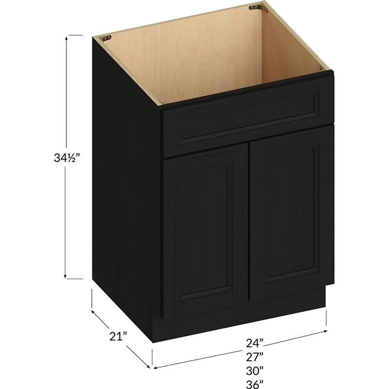 Vanity Sink Base Cabinet - 24W x 34-1/2H x 21D - 2 Doors, 1 False Drawer