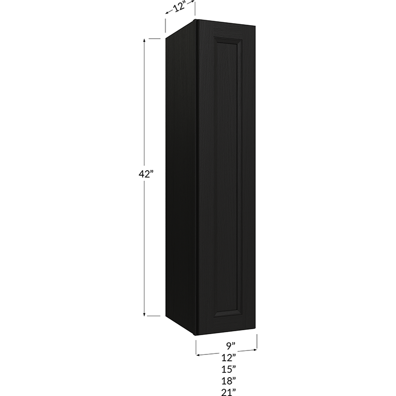 Wall Cabinet - 21W x 42H x 12D - 1 Door, 3 Shelves