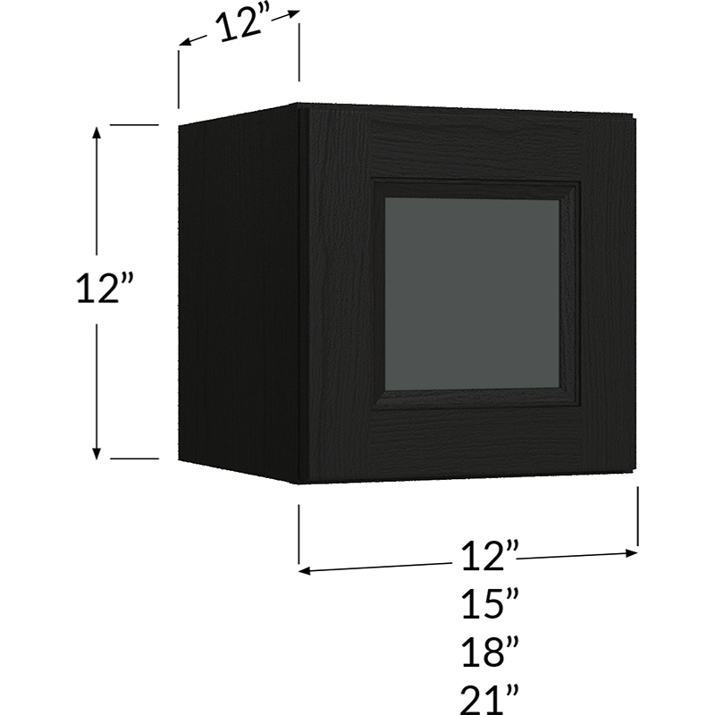 Stacker Wall Glass Door Cabinet with Finished Interior - 12W x 12H x 12D - 1 Door