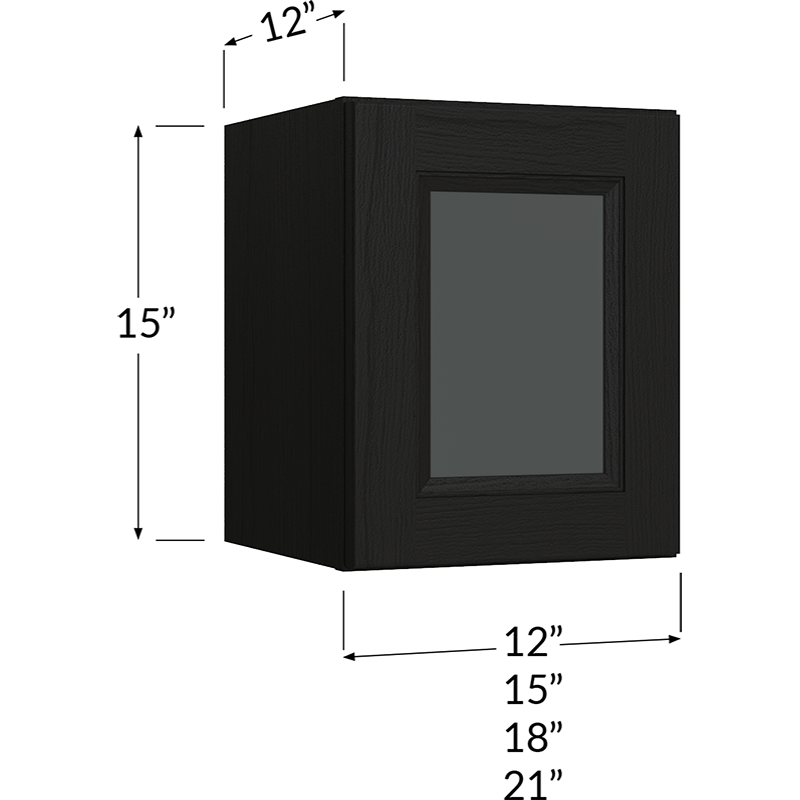 Stacker Wall Glass Door Cabinet with Finished Interior - 18W x 15H x 12D - 1 Door