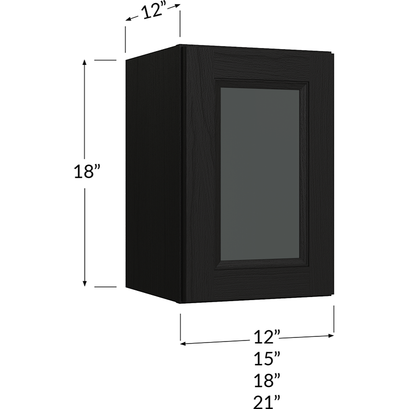 Stacker Wall Glass Door Cabinet with Finished Interior - 21W x 18H x 12D - 1 Door