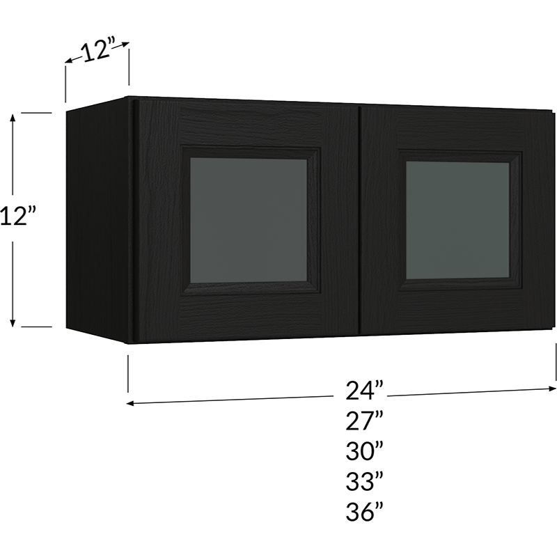 Stacker Wall Glass Door Cabinet with Finished Interior - 33W x 12H x 12D - 2 Doors