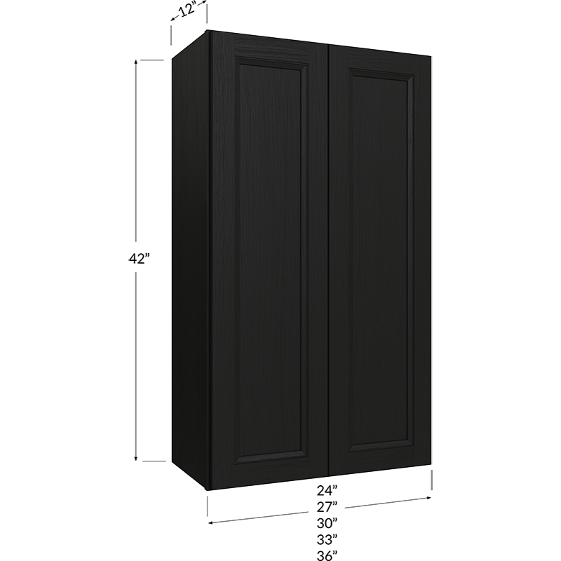 Wall Cabinet - 24W x 42H x 12D - 2 Doors, 3 Shelves
