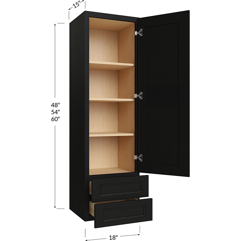 Wall Drawer Cabinet - 18W x 60H x 15D - 1 Door, 2 Drawer, 3 Shelves