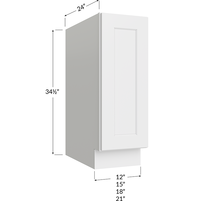 Full Height Door Base Cabinet - 21W x 34-1/2H x 24D - 1 Door, 1 Shelf