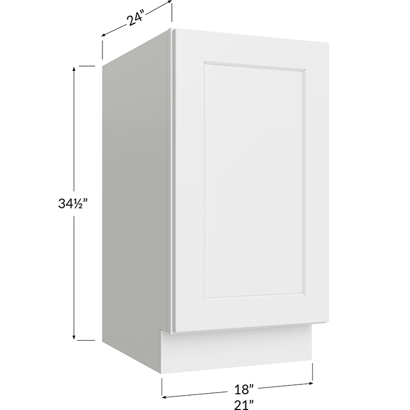 Full Height Door Base with Double Trashcan Pullout - 18W x 34-1/2H x 24D - 1 Door, 2 Trashcan Pullout