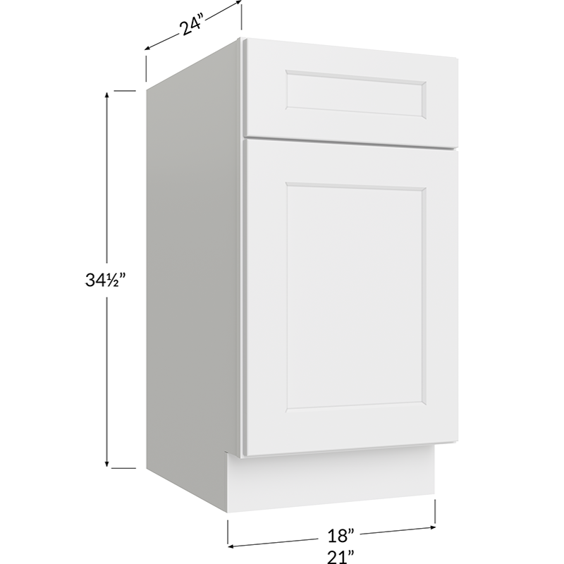 Base with Double Trashcan Pullout - 21W x 34-1/2H x 24D - 1 Door, 1 Drawer, 2 Trashcan Pullout