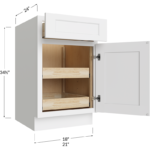 Two Rollout Shelf Base Cabinet - 18W x 34-1/2H x 24D - 1 Door, 1 Drawer, 2 Roll Out Shelf