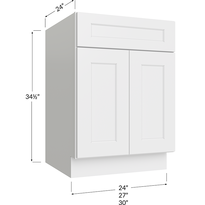 Base Cabinet - 27W x 34-1/2H x 24D 2 Doors, 1 Drawer, 1 Shelf