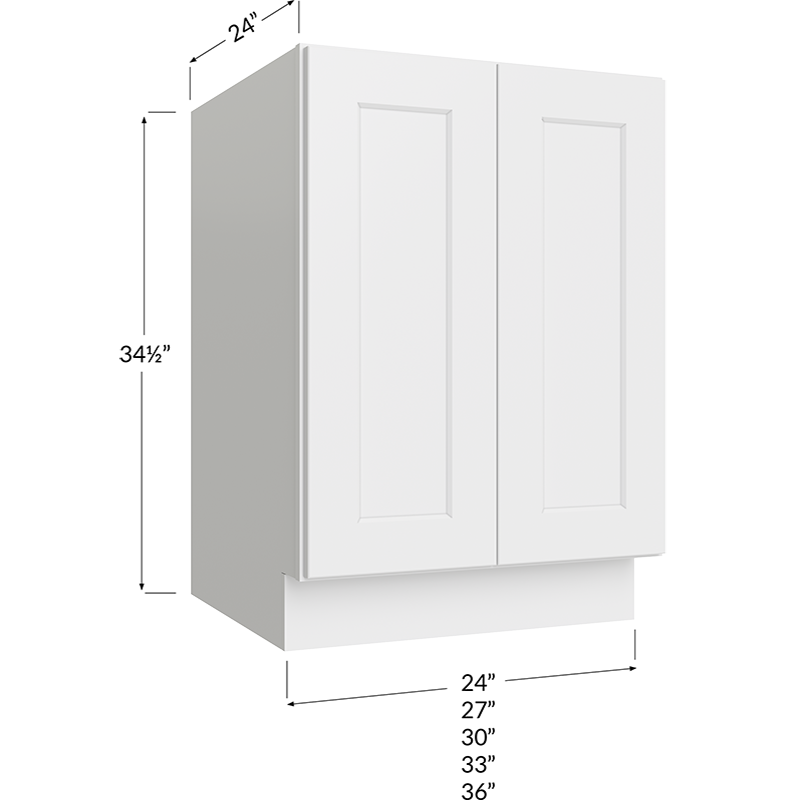 Full Height Door Base Cabinet - 24W x 34-1/2H x 24D - 2 Doors, 1 Shelf