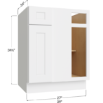 Blind Base Corner Cabinet - 27W x 34-1/2H x 24D - 1 Door, 1 Drawer, 1 Shelf
