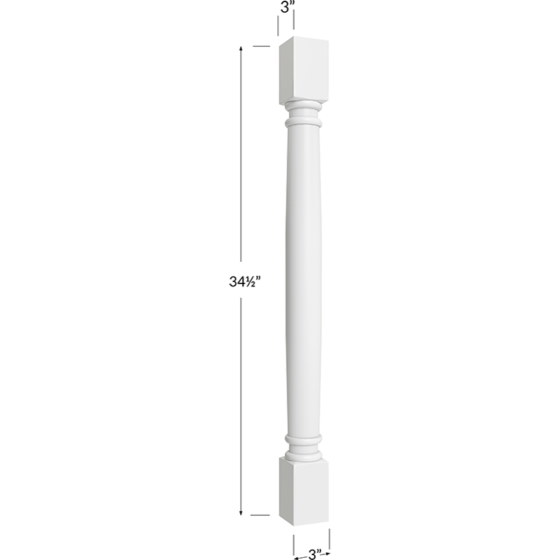 Classic Decorative Leg - 3W x 34-1/2H x 3D