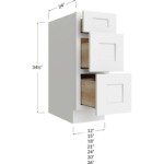 Three Drawer Base Cabinet - 12W x 34-1/2H x 24D - 3 Drawers