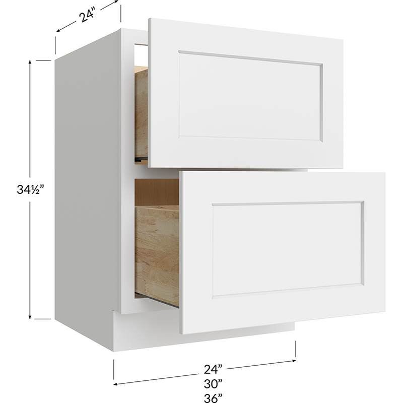 Two Drawer Base Cabinet - 36W x 34-1/2H x 24D - 2 Drawers