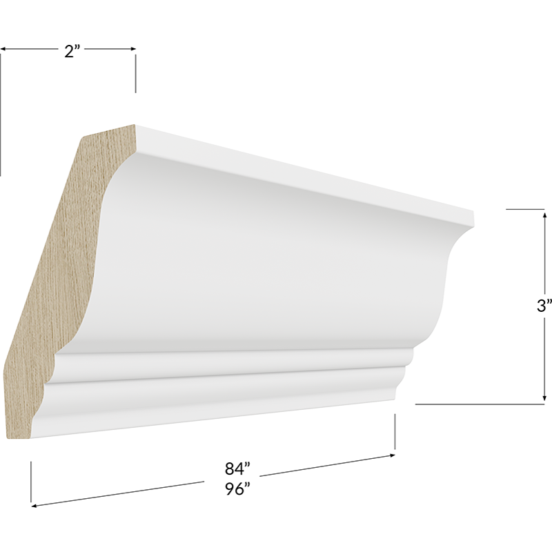 Decorative Crown Moulding - 84W x 3H x 2D