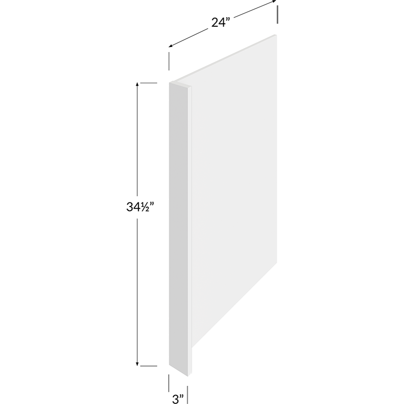 Dishwasher Return Panel - 3W x 34-1/2H x 24D (Panel Width 1/2")