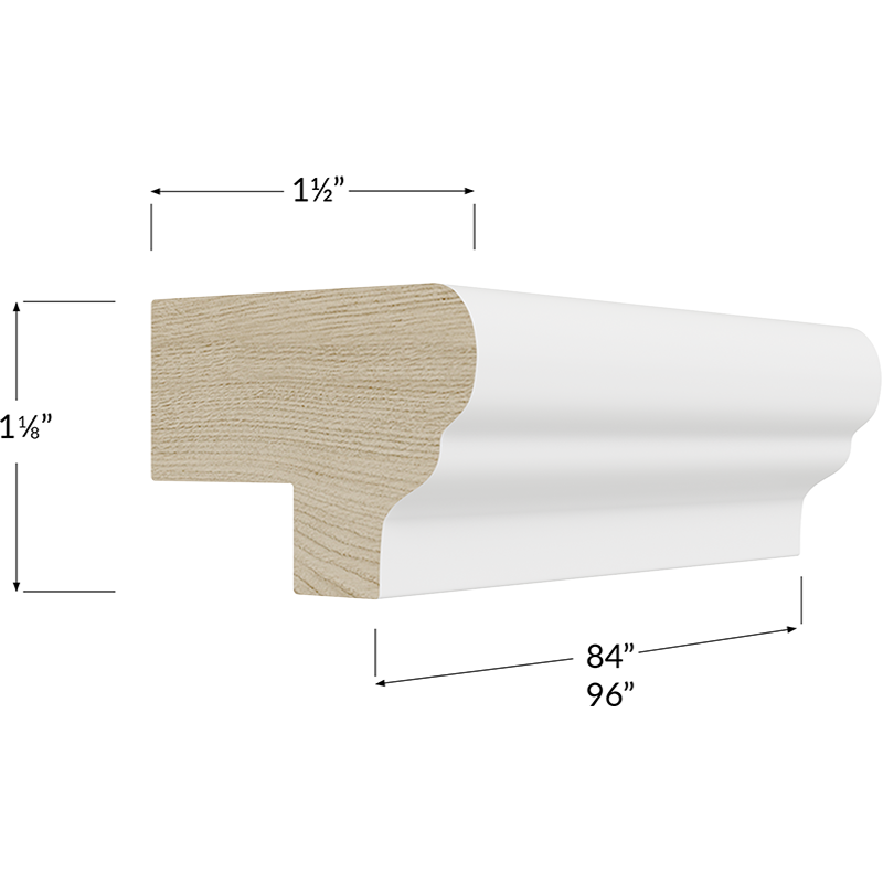 Traditional Light Rail Moulding - 84W x 1-1/8H x 1-1/2D