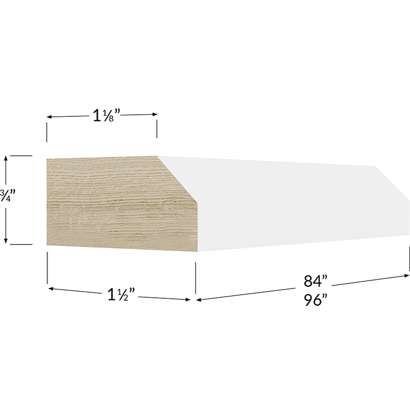 Shaker Light Rail Moulding - 96W x 1-1/2H x 3/4D