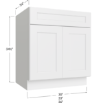 Sink Base Cabinet - 30W x 34-1/2H x 24D - 2 Doors, 1 FALSE Drawer Front