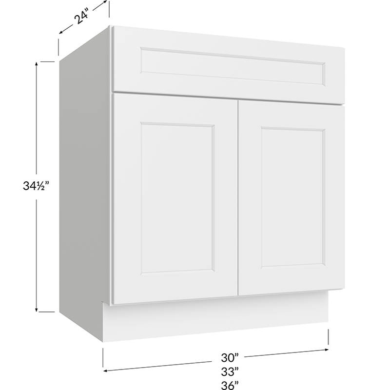 Sink Base Cabinet - 33W x 34-1/2H x 24D - 2 Doors, 2 FALSE Drawer Front