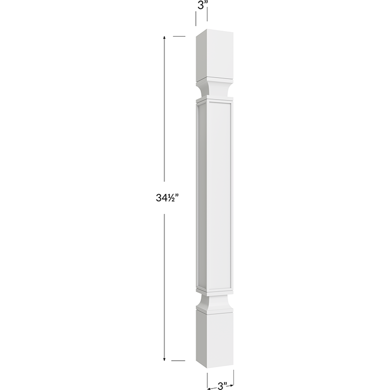 Square Decorative Leg - 3W x 34-1/2H x 3D