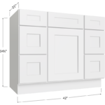 Vanity Double Drawer Combo Base Cabinet - 42W x 34-1/2H x 21D - 1 Door, 6 Drawers, 1 False Drawers