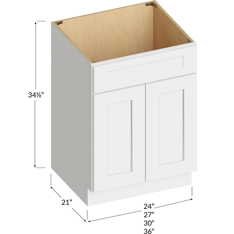 Vanity Sink Base Cabinet - 24W x 34-1/2H x 21D - 2 Doors, 1 False Drawer
